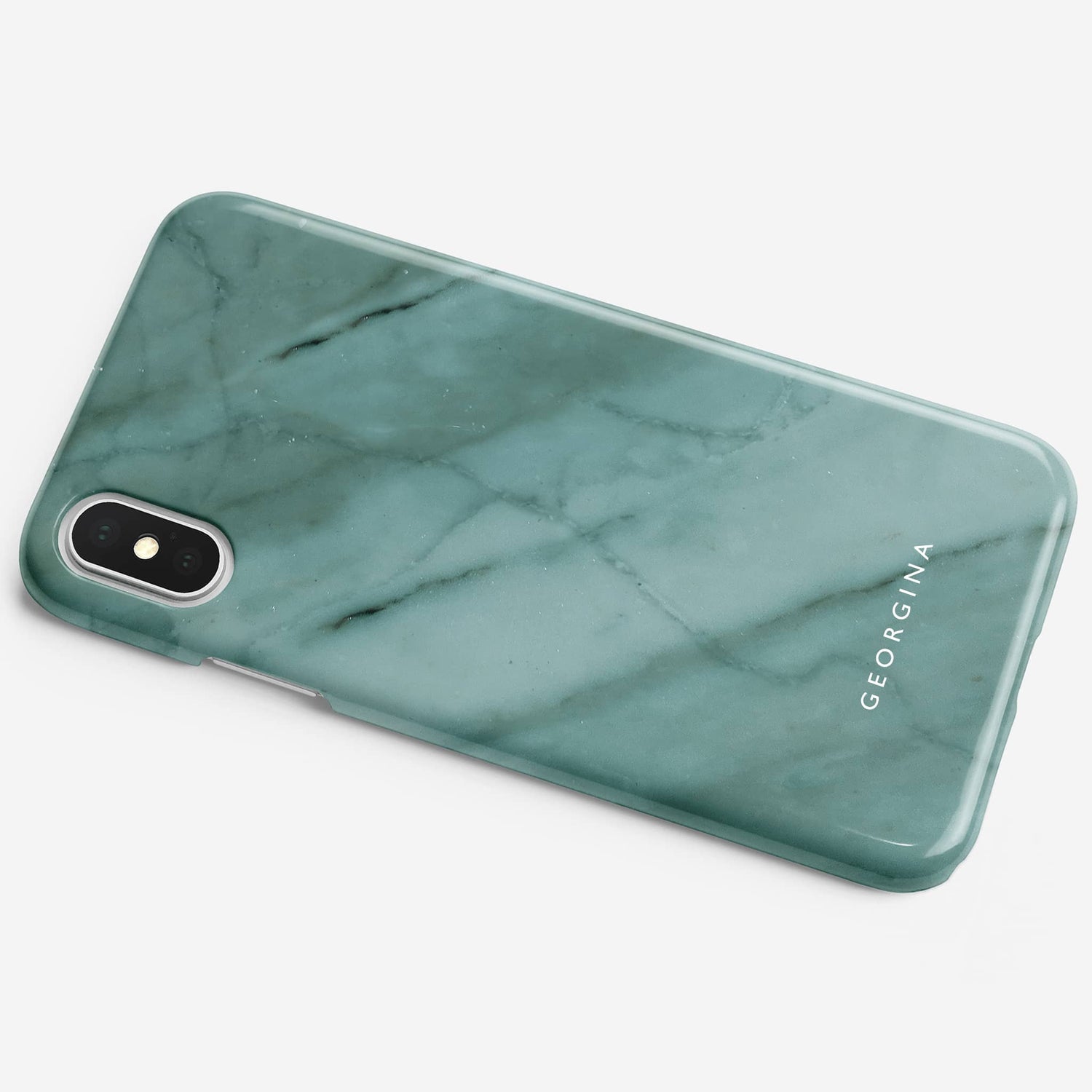 Teal Marble Personalised Name Phone Case iPhone Xr Phone Case