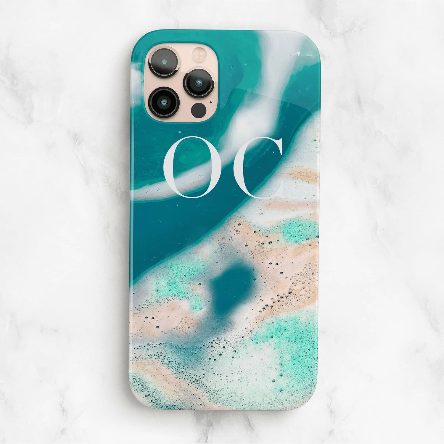 Tropical Marble Initials Phone Case iPhone 13 Phone Case