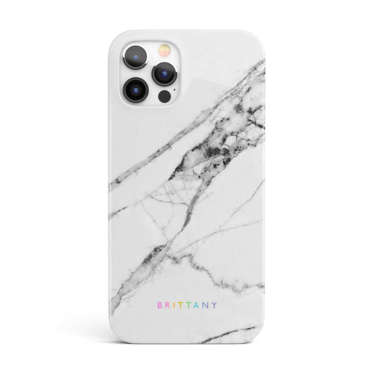 White Marble Rainbow Name Phone Case iPhone 13 Phone Case