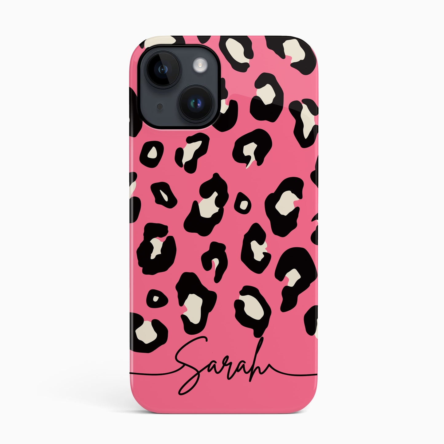 Baby Pink Custom Name Leopard Print Phone Case iPhone 14 Phone Case