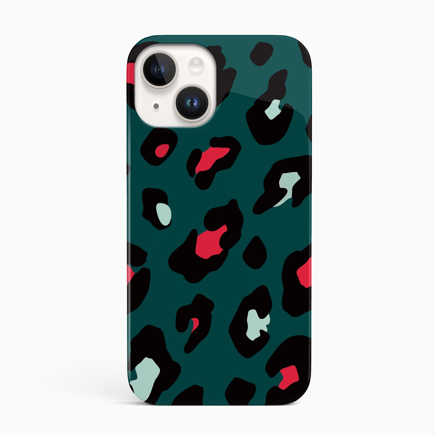Green and Red Leopard Print Phone Case iPhone 14 Phone Case