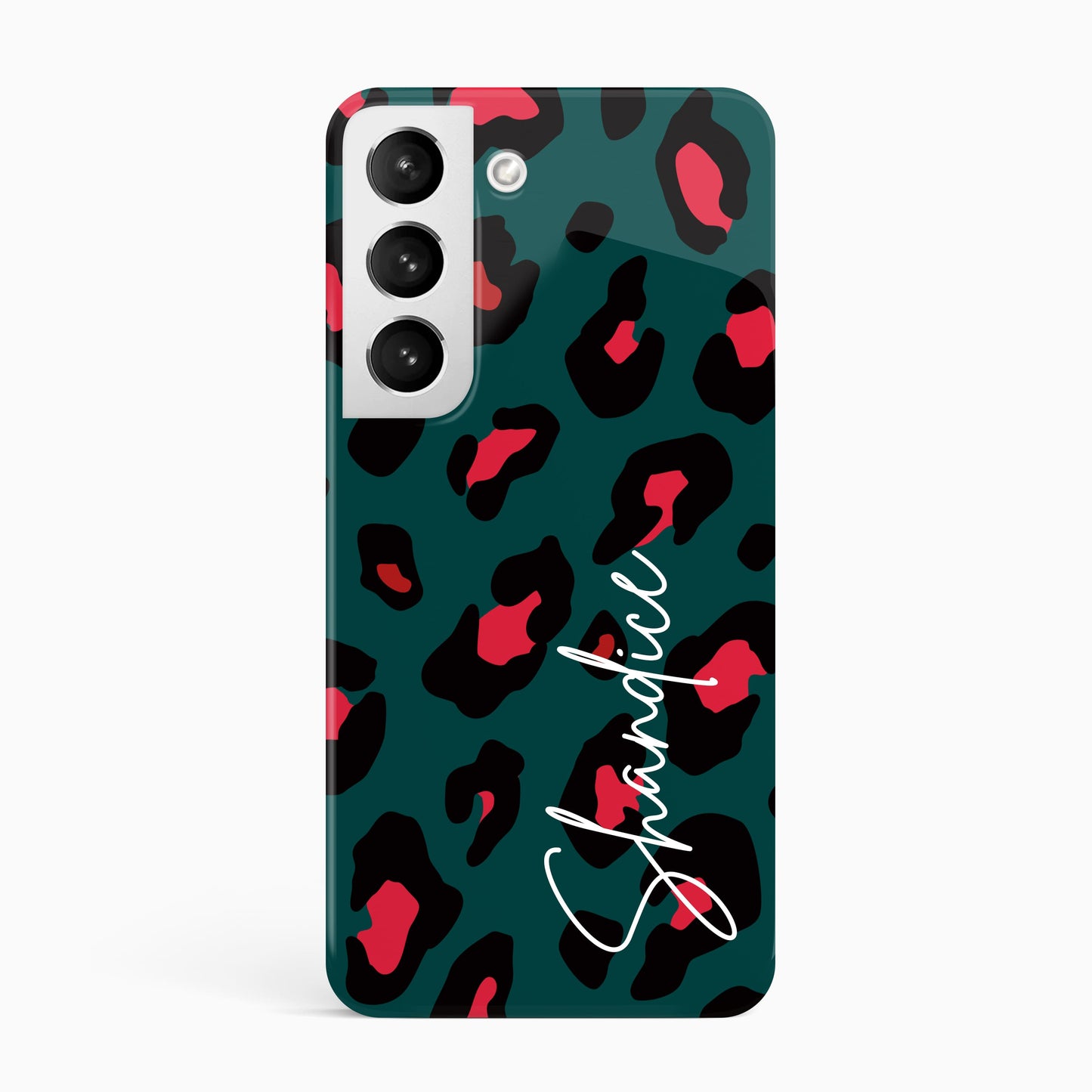 Personalised Forest Green Leopard Print Phone Case Samsung Galaxy S22 Phone Case