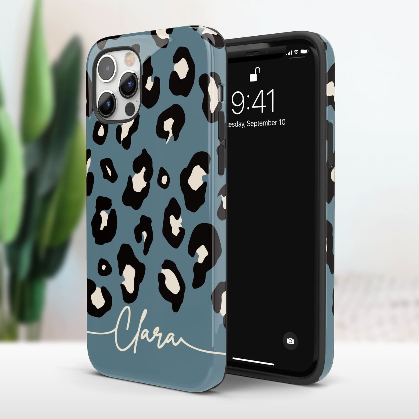 Blue Leopard Print Pattern Personalised Phone Case  Phone Case