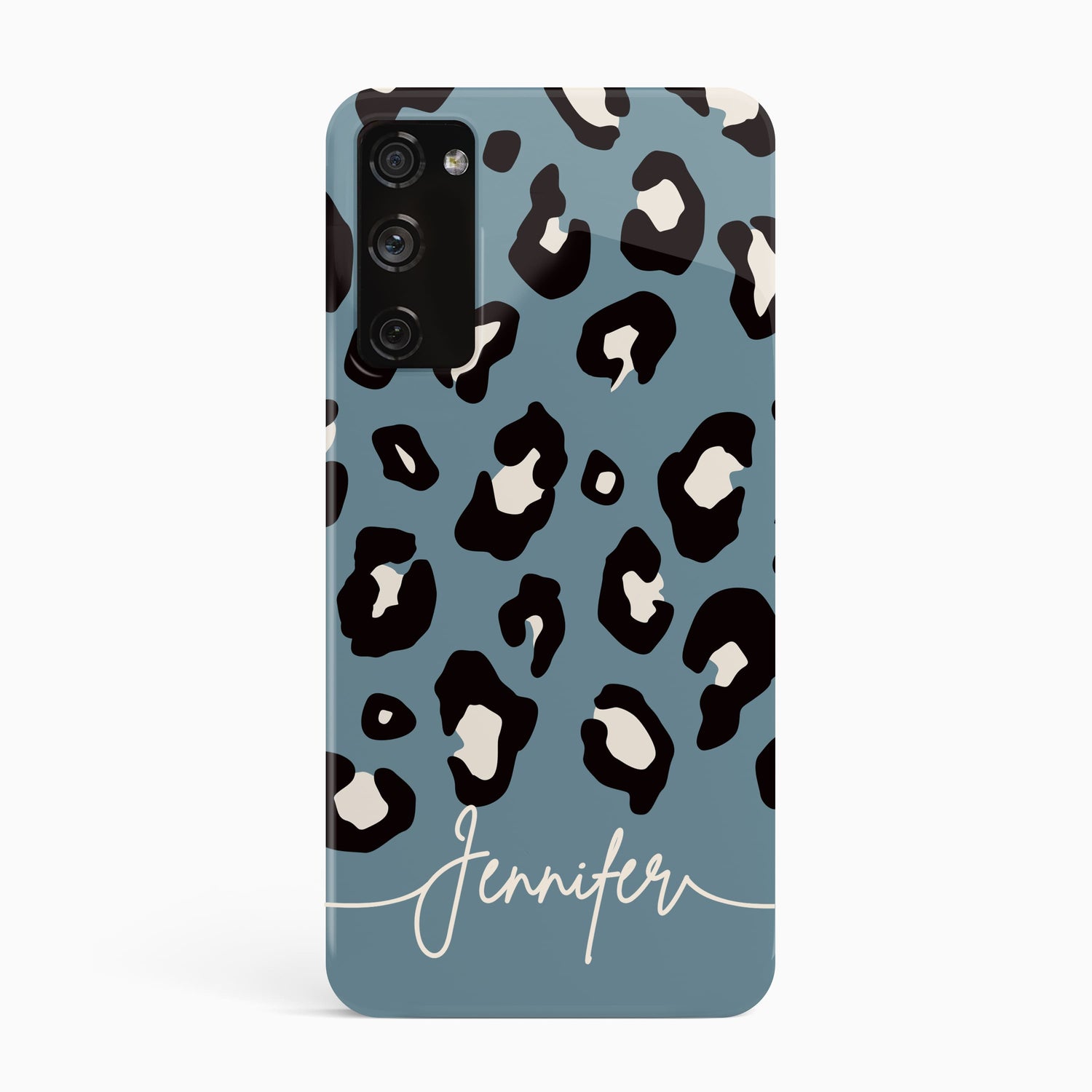 Blue Leopard Print Pattern Personalised Phone Case Samsung Galaxy S20 Phone Case