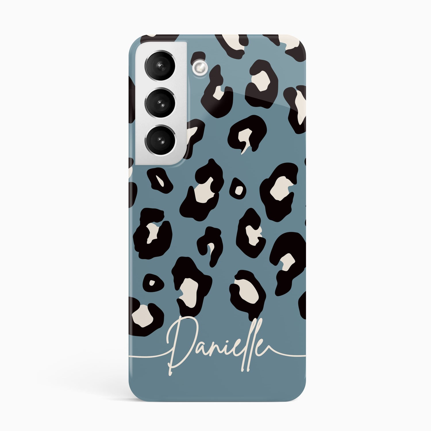 Blue Leopard Print Pattern Personalised Phone Case Samsung Galaxy S22 Phone Case