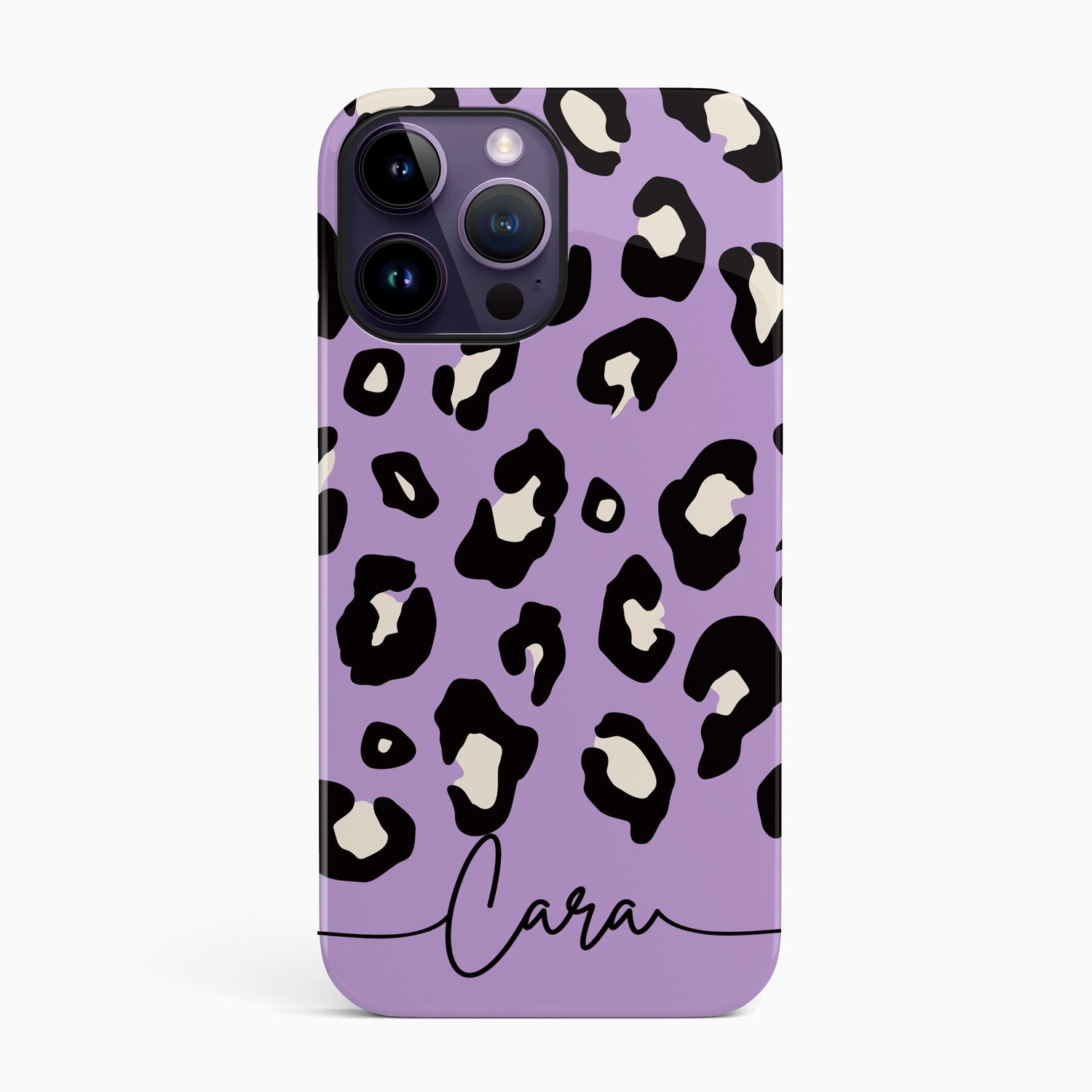 Custom Light Purple Leopard Print Phone Case iPhone 14 Phone Case