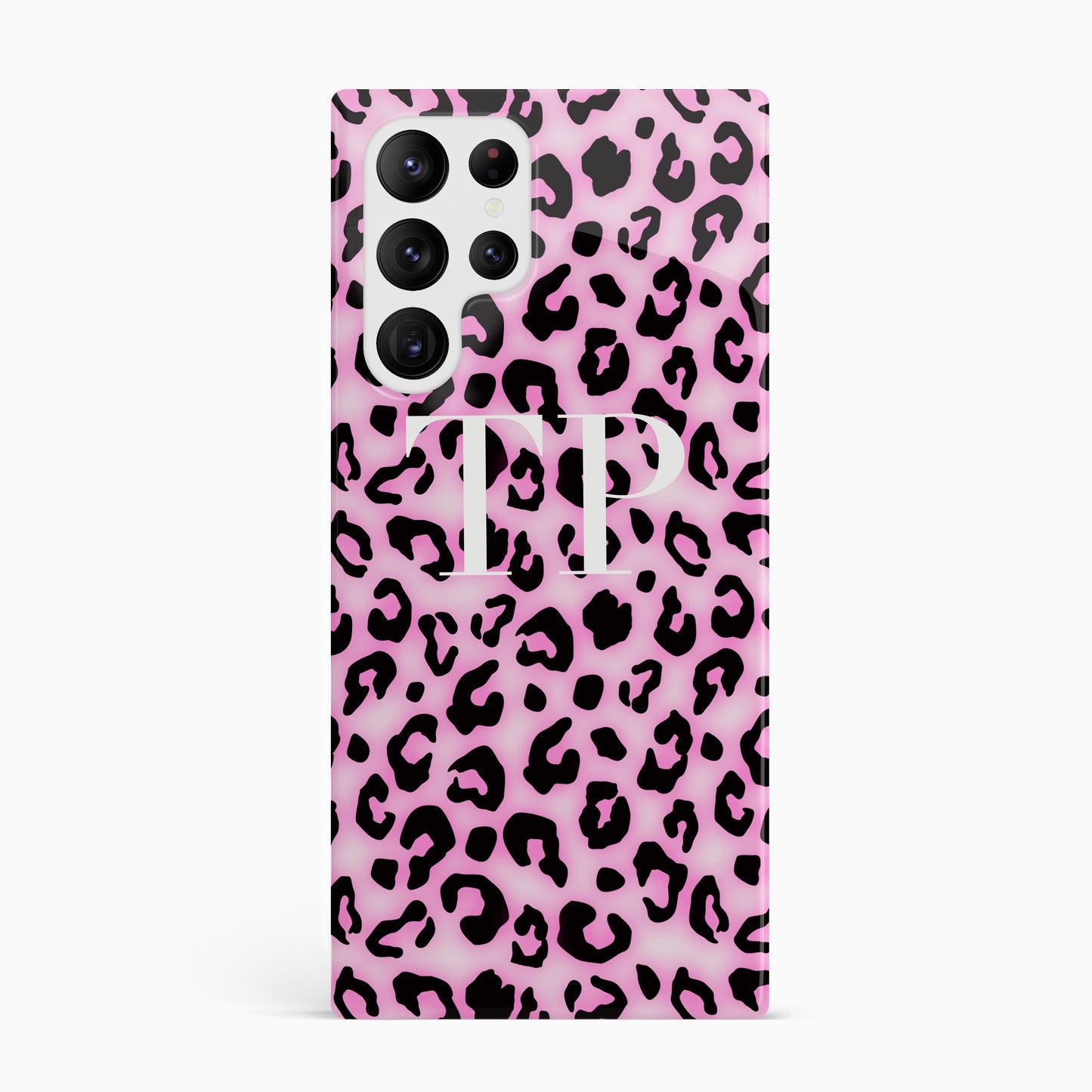 Baby blush pink Leopard Print initials Phone Case Samsung Galaxy S22 Ultra Phone Case