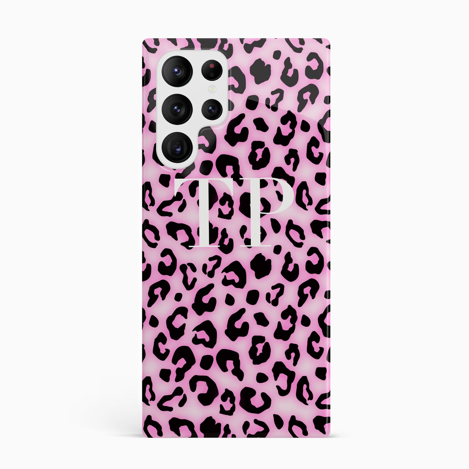 Baby blush pink Leopard Print initials Phone Case Samsung Galaxy S22 Ultra Phone Case