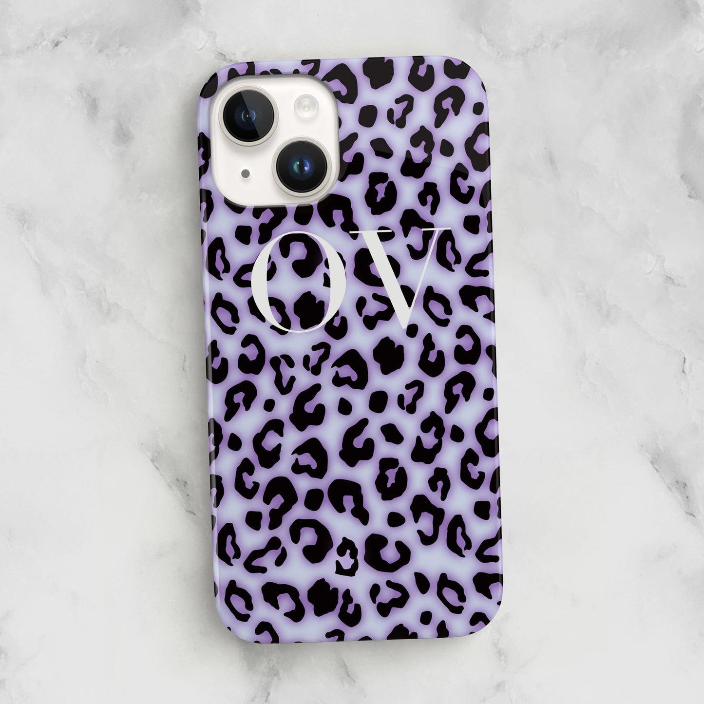 Purple blush Leopard Print initials Phone Case iPhone 14 Phone Case